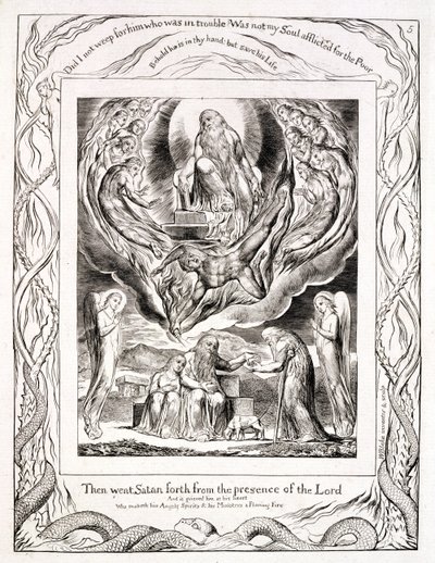 Satan going forth from the presence of the Lord, and Job
